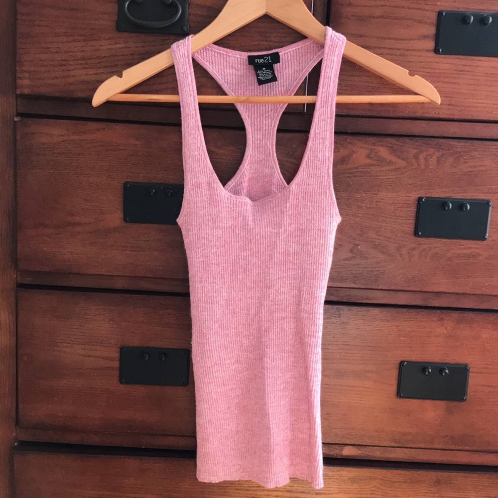 Rue21 Pink Sparkle Racerback Stretch Knit Tank, Size Medium
